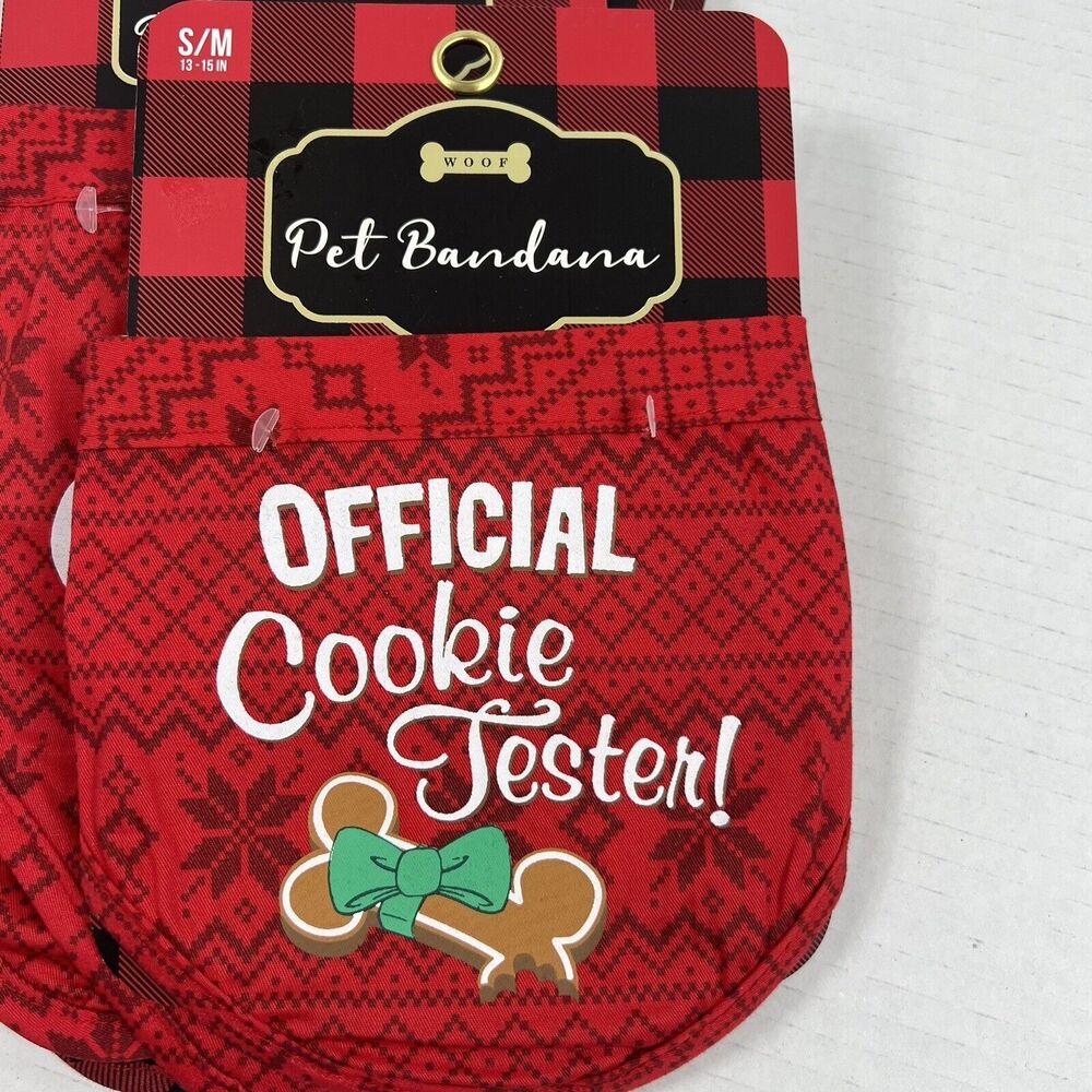 Christmas Pet Collection Pet Bandana For Dogs OFFICIAL COOKIE TESTER Size Small